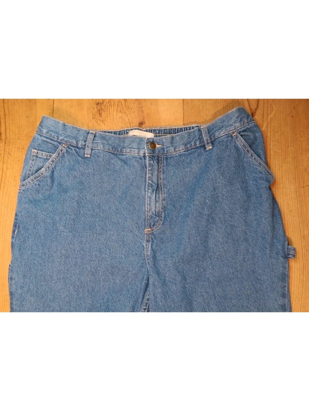 Woman Within Carpenter Jeans Plus 18W Straight Leg High Rise Back Elastic Zip - Picture 4 of 8